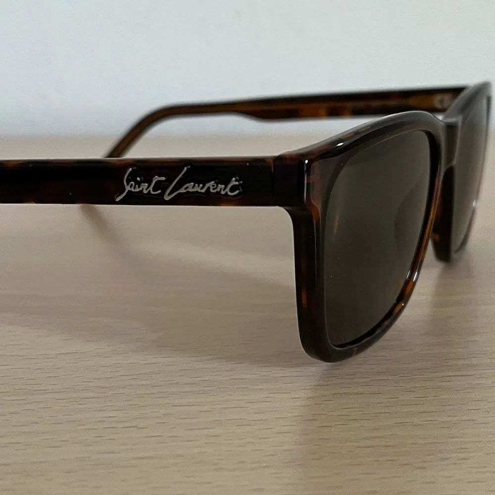 Saint Laurent Brown Tortoiseshell Havana Grey Lens Sunglasses BNWOT Unisex Paris - Picture 2 of 14